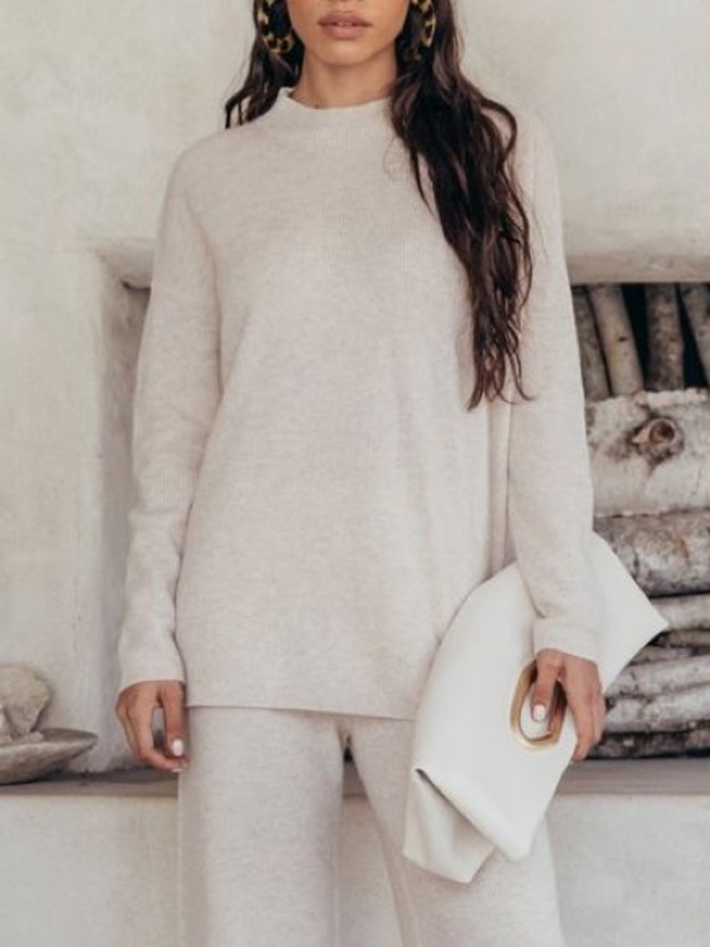 Cult Gaia Sierra cream wool and cashmere mock neck pullover sweater Size XS